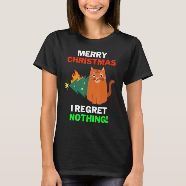 Camiseta Christmas Cat Pajama I Regret Nothing Cat Christma (Anverso)