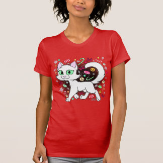 Camiseta Christmas Cat T-Shirt (Red)