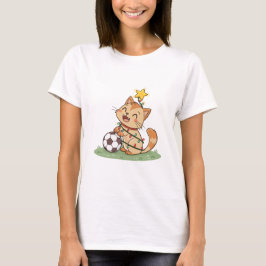 Camiseta Christmas Cat with Soccer Ball