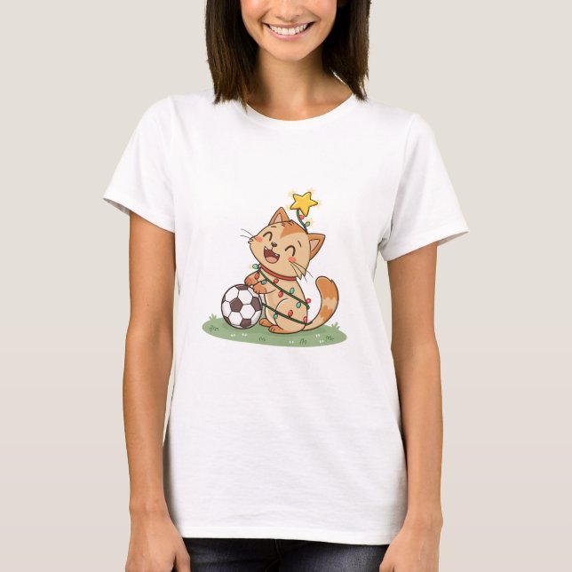 Camiseta Christmas Cat with Soccer Ball (Anverso)