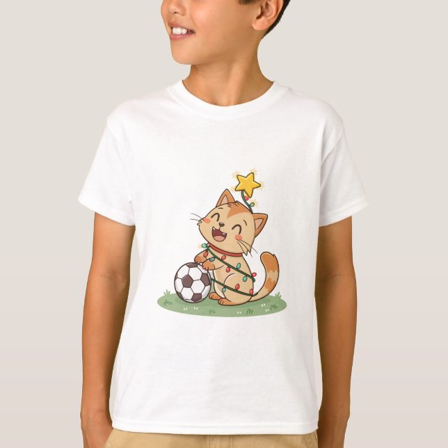 Camiseta Christmas Cat with Soccer Ball (Anverso)