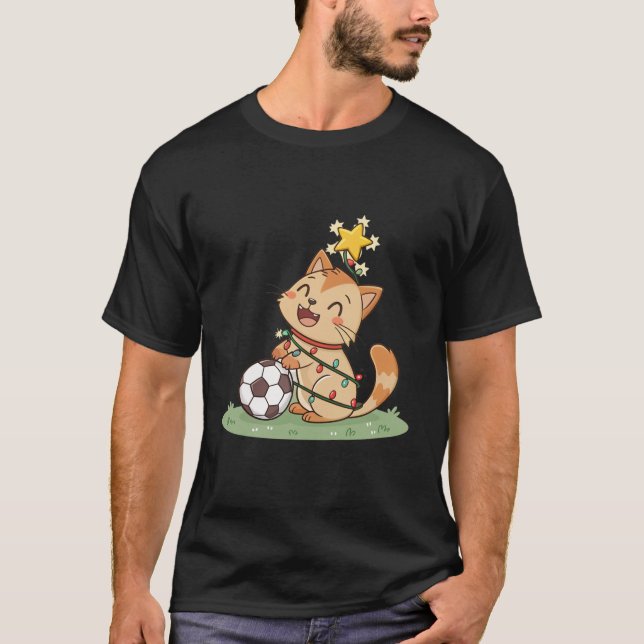 Camiseta Christmas Cat with Soccer Ball (Anverso)