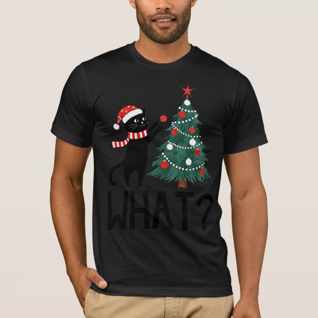 Camiseta Christmas Cat "With Tree What?" T-shirt  (Anverso)