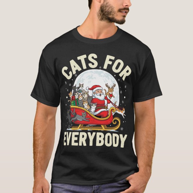 Camiseta Christmas Cats for Everybody Holiday Santa Cat  (Anverso)