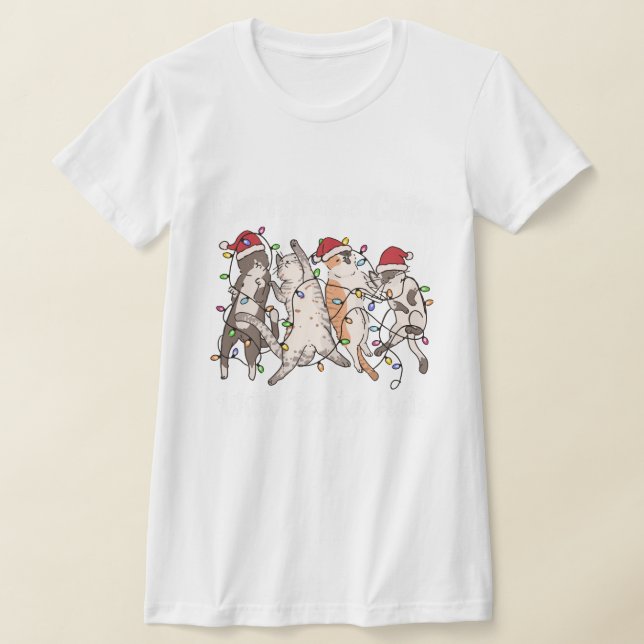 Camiseta Christmas Cats with Santa Hats Cute Funny Holiday (Distribución)