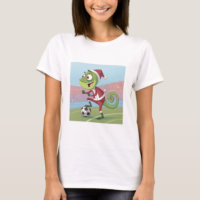 Camiseta Christmas Chameleon playing football (Anverso)