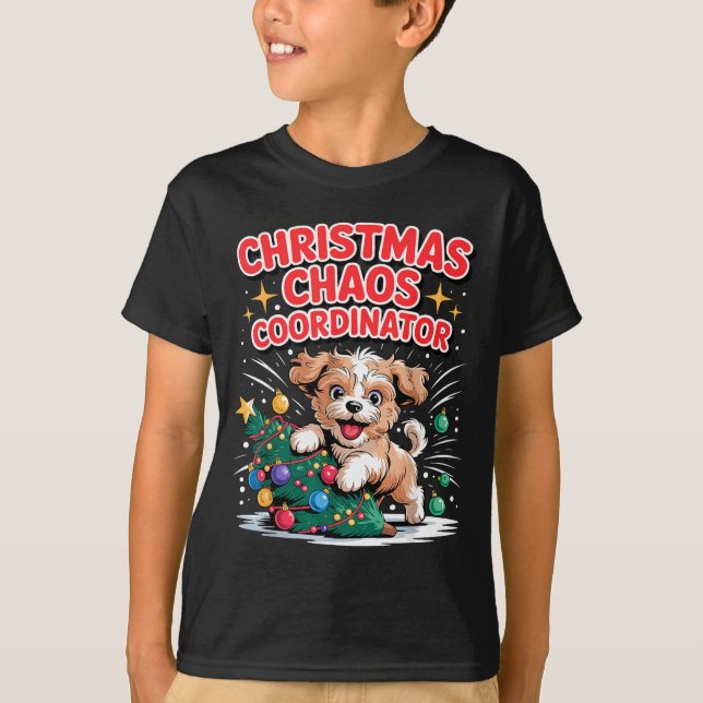 Camiseta Christmas Chaos Coordinator Xmas Puppy Funny Shi-o (Anverso)