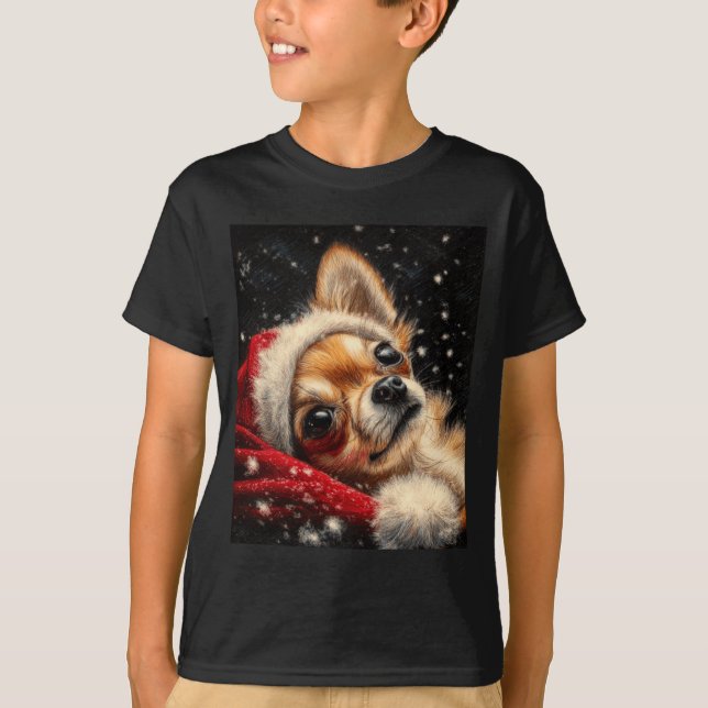 Camiseta Christmas Chihuahua On A Long Sleeve  (Anverso)