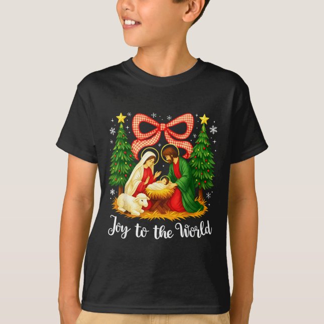 Camiseta Christmas Christian Joy To The World Coquette Jesu (Anverso)
