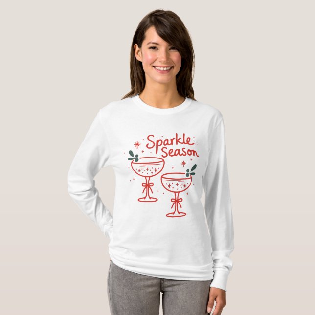 Camiseta Christmas Cocktails Sparkle Season  (Anverso completo)