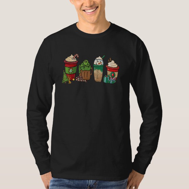 Camiseta Christmas Coffee Peppermint Iced Latte Snowmen Swe (Anverso)