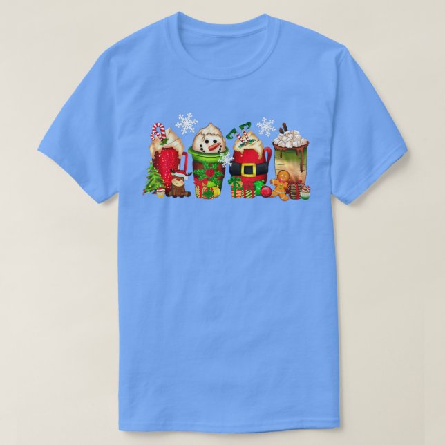 Camiseta Christmas Coffee Snowman Latte Peppermint Candy Ca (Diseño del anverso)