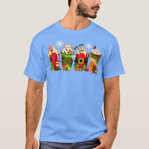 Camiseta Christmas Coffee Snowman Latte Peppermint Candy Ca