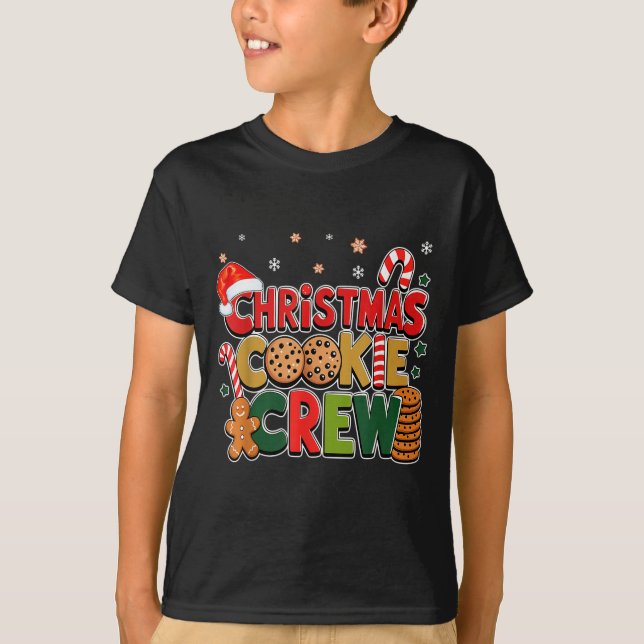 Camiseta Christmas Cookie Crew Eating Gingerbread Family Te (Anverso)