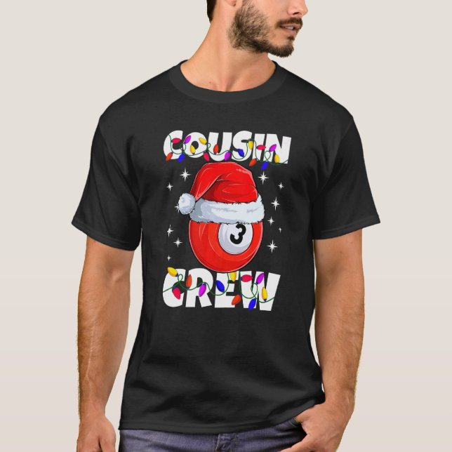 Camiseta Christmas Cousin Crew 3 Ball Billiard Pajamas Fami (Anverso)