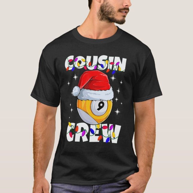 Camiseta Christmas Cousin Crew 9 Ball Billiard Pajamas Fami (Anverso)
