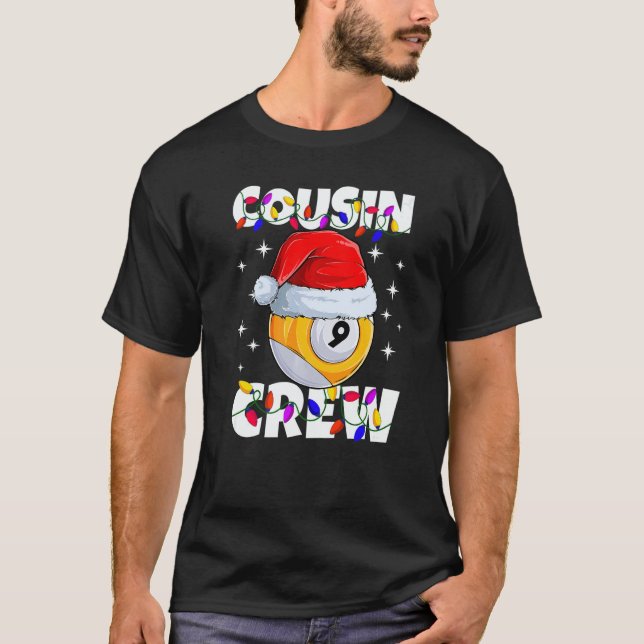 Camiseta Christmas Cousin Crew 9 Ball Billiard Pajamas Fami (Anverso)