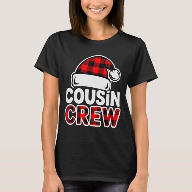 Camiseta Christmas Cousin Crew Buffalo Red Plaid Pajamas Fa (Anverso)