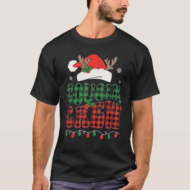 Camiseta Christmas Cousin Crew Buffalo Red Plaid Santa Xmas (Anverso)