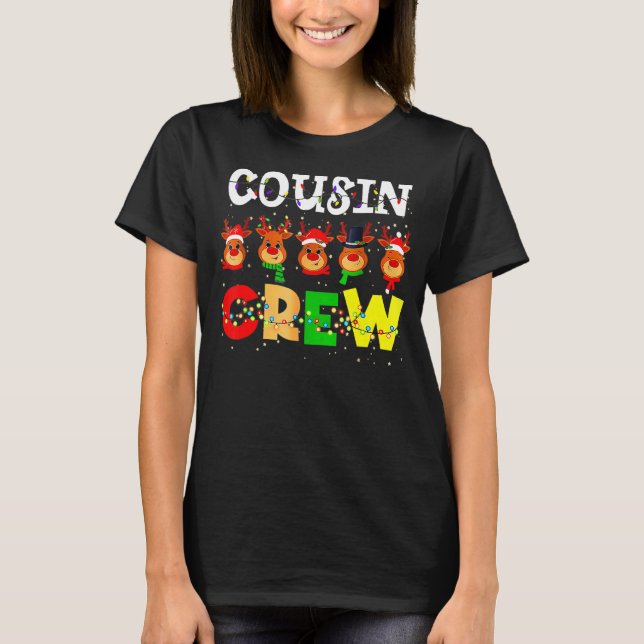 Camiseta Christmas Cousin Crew  Reindeer Matching Family Pa (Anverso)