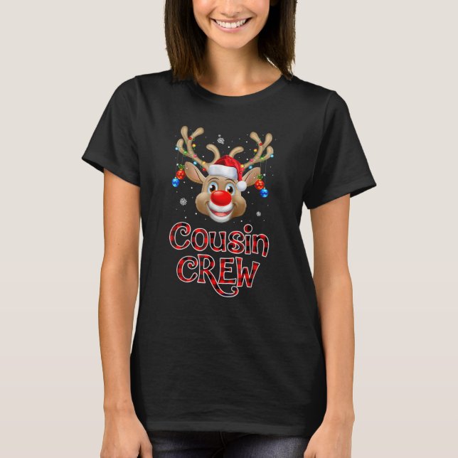 Camiseta Christmas Cousin Crew Reindeer Matching Pajama (Anverso)
