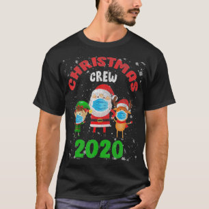 Camiseta Christmas Crew 2020 Santa Face Mask Elf Reindeer T