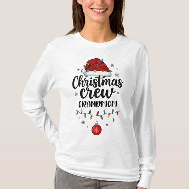 Camiseta Christmas Crew Grandmom Santa Hat Matching Christm (Anverso)