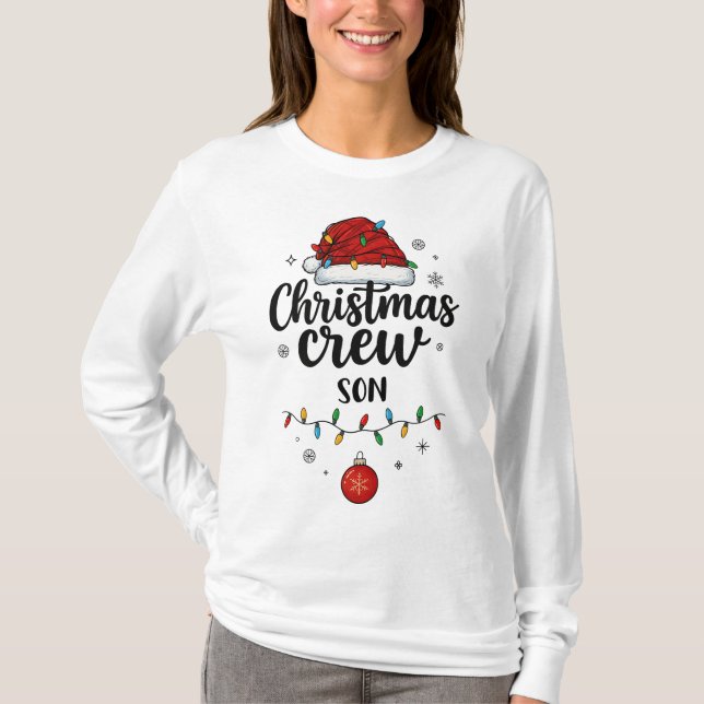 Camiseta Christmas Crew Son Santa Hat Matching Christmas (Anverso)