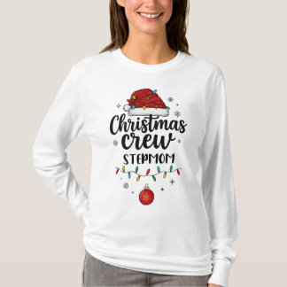 Camiseta Christmas Crew Stepmom Santa Hat Matching Christma