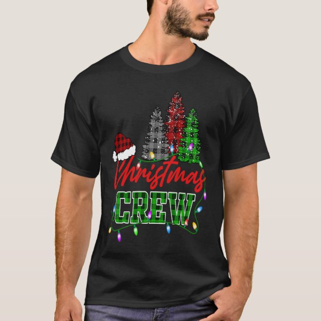 Camiseta Christmas Crew Three Tree Buffalo Plaid Matching F (Anverso)