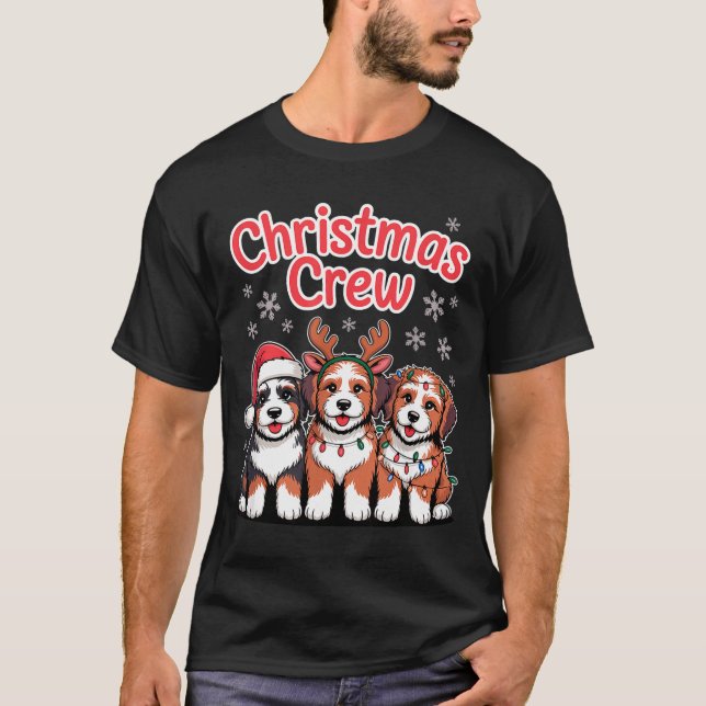 Camiseta Christmas Crew Xmas Puppy Dog Funny Christmas Bern (Anverso)