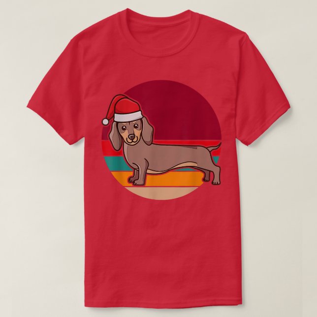 Camiseta Christmas Cute Dachshund Sausage Dog Puppy Wearing (Diseño del anverso)