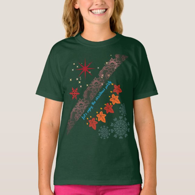 Camiseta Christmas Cute Girl T-Shirt-Festive Holiday Outfit (Anverso)