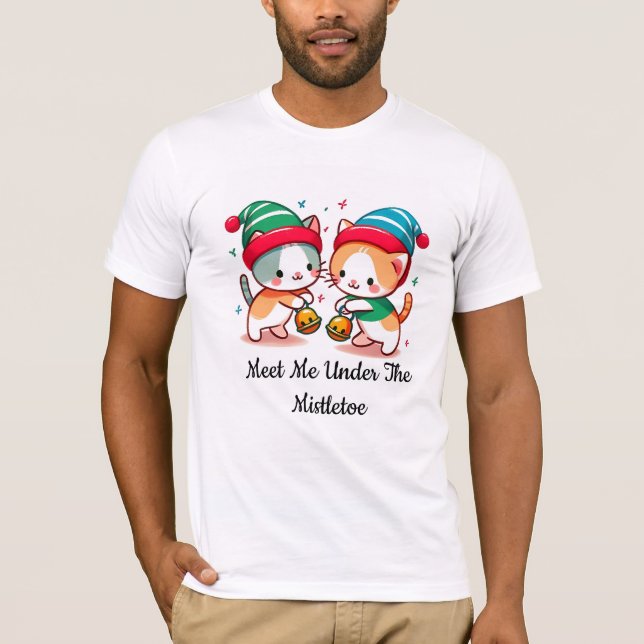Camiseta Christmas Cute Meet Me Under The MistleToe  (Anverso)
