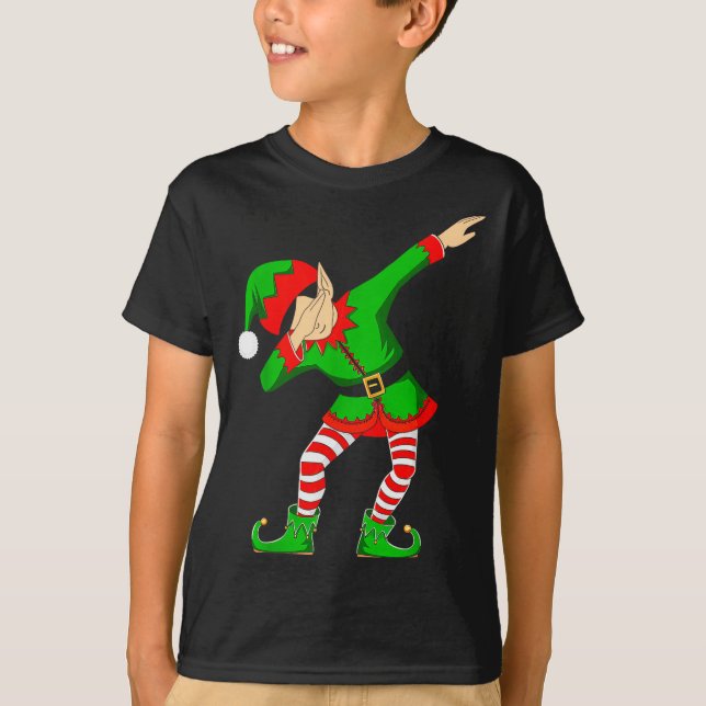 Camiseta Christmas Dabbing Elf Santa Hat Boys Girls Kids Xm (Anverso)