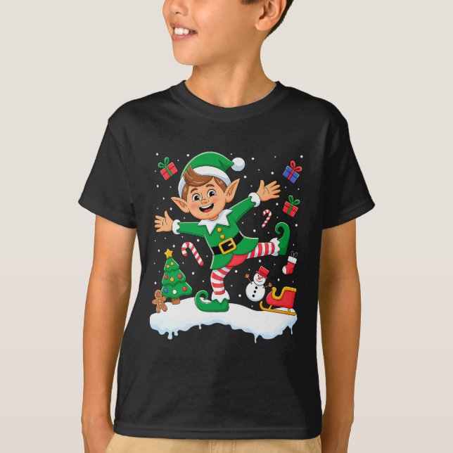 Camiseta Christmas Dabbing Elf Tree Lights Boys Kids Dab Xm (Anverso)