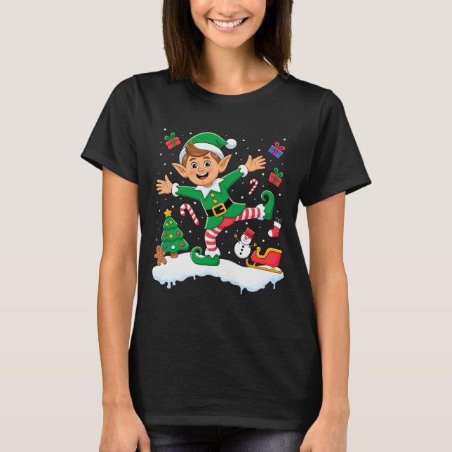 Camiseta Christmas Dabbing Elf Tree Lights Boys Kids Dab Xm (Anverso)