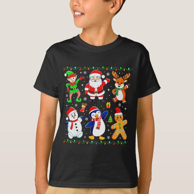 Camiseta Christmas Dabbing Santa Elf Friends Boys Girls Men (Anverso)