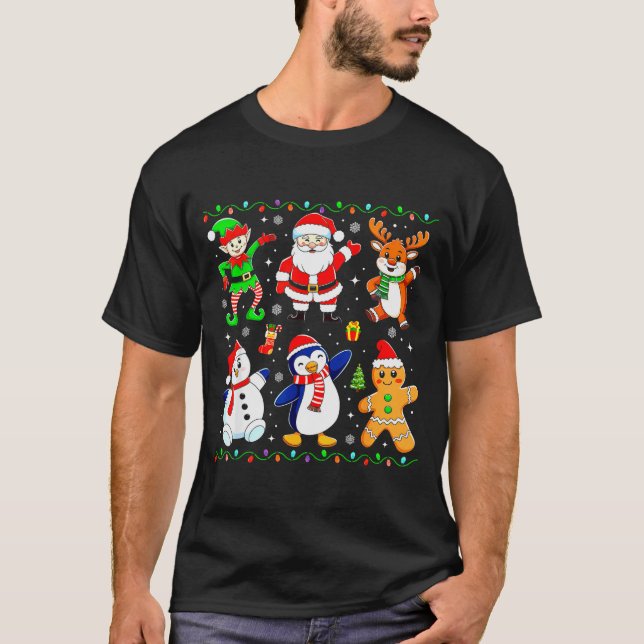 Camiseta Christmas Dabbing Santa Elf Friends Boys Girls Men (Anverso)