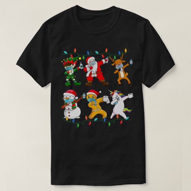 Camiseta Christmas Dabbing Santa Elf Friends Face Mask Boys (Diseño del anverso)