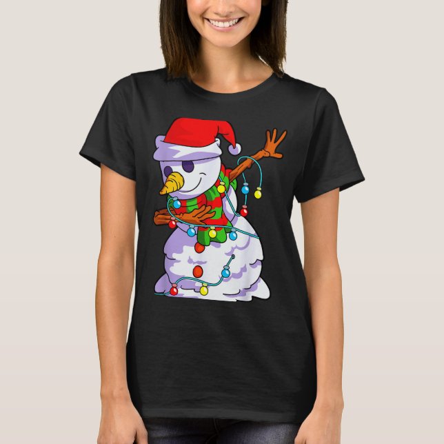 Camiseta Christmas Dabbing Snowman Kids Girls Boys Matching (Anverso)