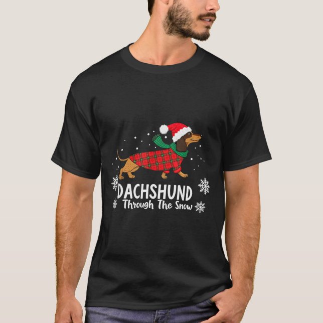 Camiseta Christmas Dachshund Through The Snow Wiener Dog Sa (Anverso)