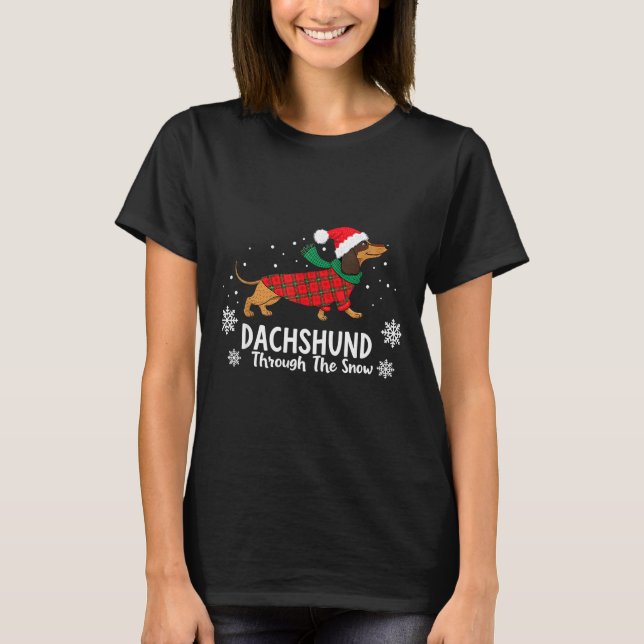 Camiseta Christmas Dachshund Through The Snow Wiener Dog Sa (Anverso)