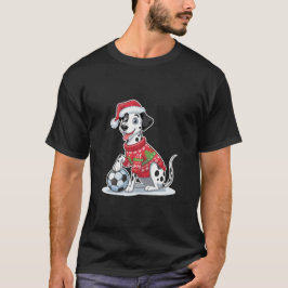 Camiseta Christmas Dalmatian Dog with Soccer Ball