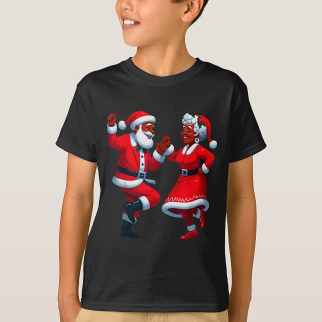 Camiseta Christmas Dancing Black African American Santa Mrs (Anverso)
