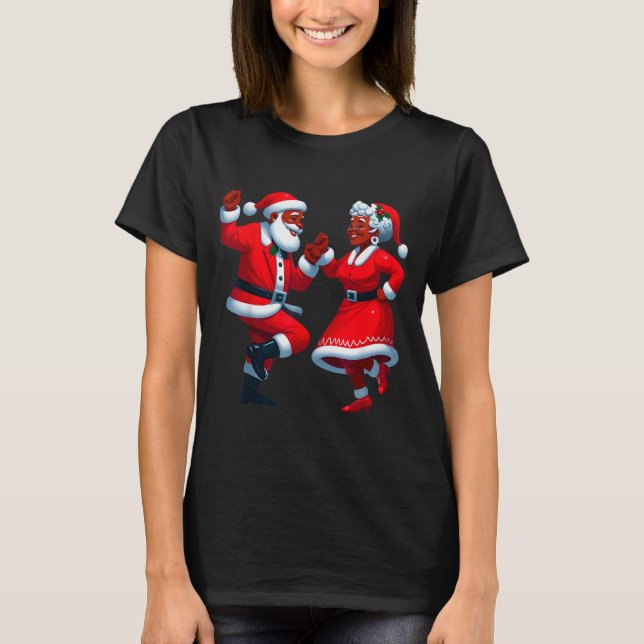 Camiseta Christmas Dancing Black African American Santa Mrs (Anverso)