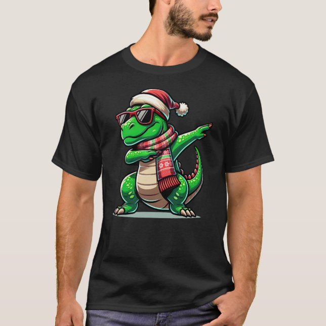 Camiseta Christmas Dinosaur Boys Dabbing T Rex Santa Xmas F (Anverso)
