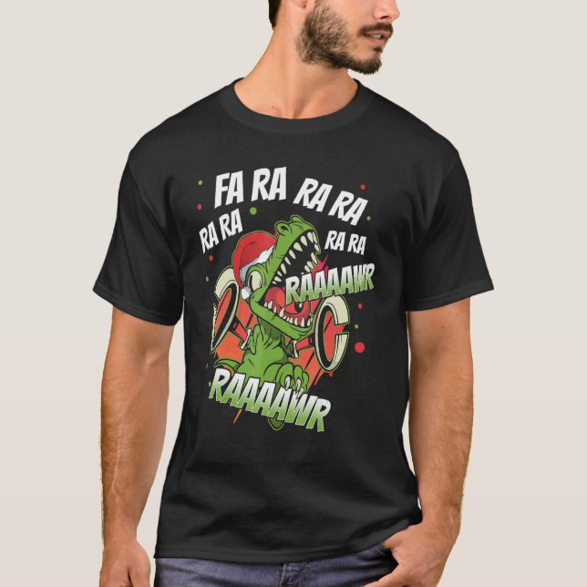 Camiseta Christmas Dinosaur Fa Ra Ra Ra Rawr Rex  Xmas Boys (Anverso)