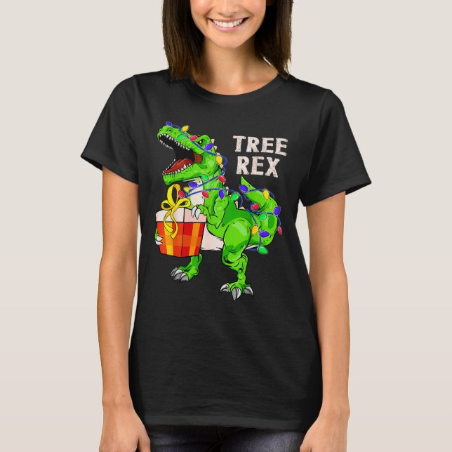 Camiseta Christmas Dinosaur Shirt Tree Rex Pajamas Xmas Men (Anverso)
