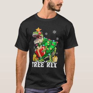 Camiseta Christmas Dinosaur Tree Rex Pajamas Men Boys Kids